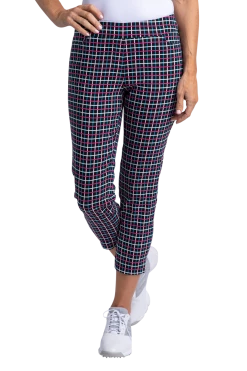 Bette & Court SlimSation Print Skinny Crop-Black Plaid