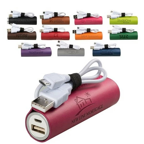 Tuscany™ Cylinder Power Bank - PU Leather 4 Tuscany™ Cylinder Power Bank - PU Leather - Image 2