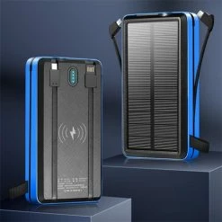 20,000 MAh Solar Wireless Charging Bank With Flashlight