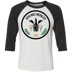 SwingJuice Three Quarter Sleeve Mens Raglan T-Shirt Golf 19th Hole Beer Medalist
