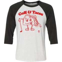 SwingJuice Three Quarter Sleeve Mens Raglan T-Shirt Golf & Tacos