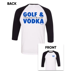 SwingJuice Three Quarter Sleeve Mens Raglan T-Shirt Golf & Vodka New -Pro Golf Store swingjuice golf vodka new unisex 3.4 length sleeve raglan tee white