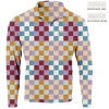 SwingJuice Long Sleeve Men's Performance Quarter Zip Golf Multi Checker