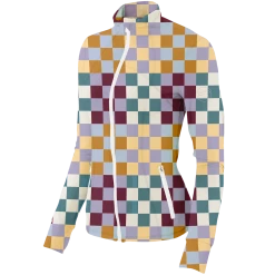 SwingJuice Long Sleeve Women's Performance Full Zip Golf Multi Checker
