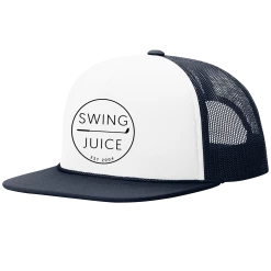 SwingJuice Foam Trucker Unisex Golf Hat -Pro Golf Store swingjuice retro golf foam trucker hat white navy