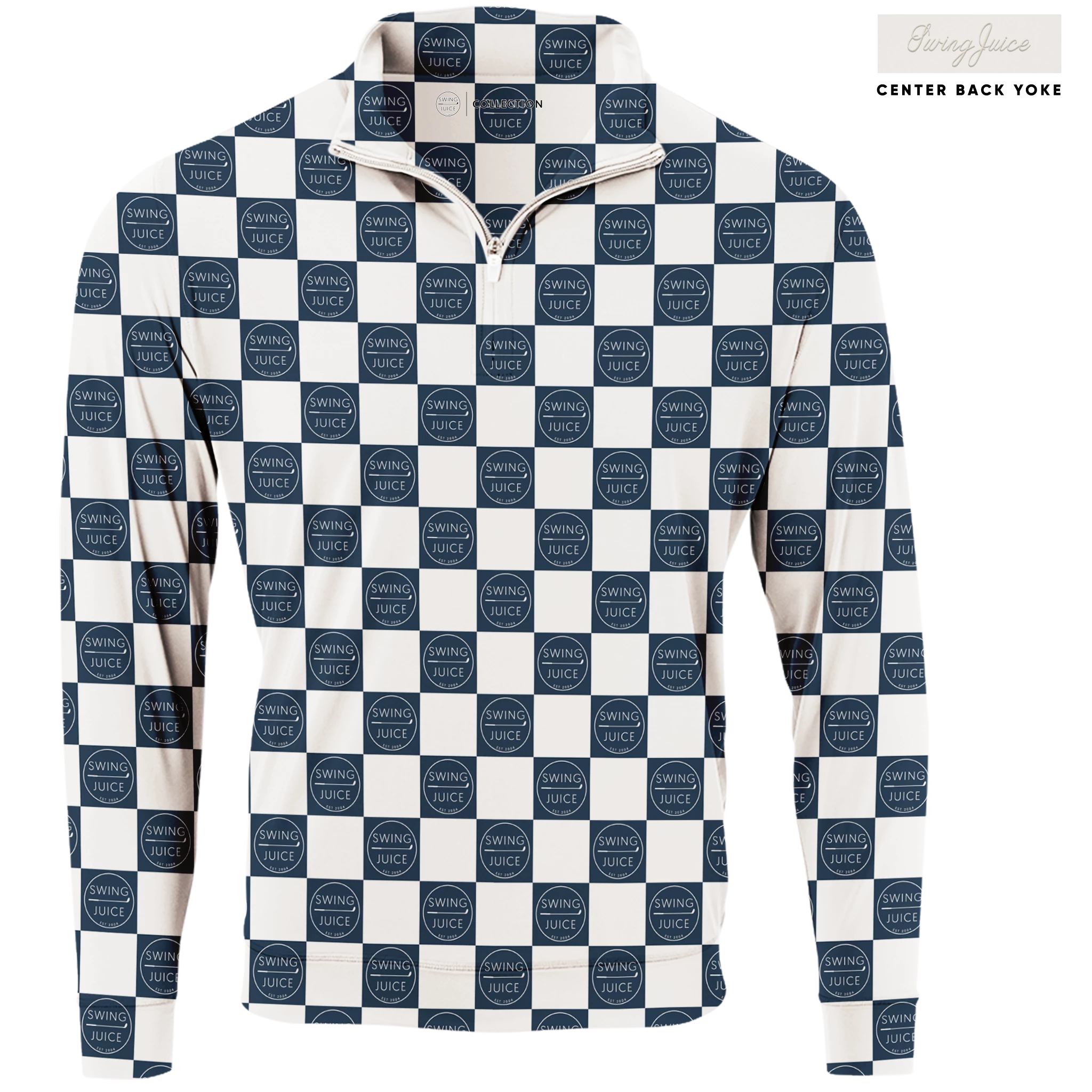 SwingJuice Long Sleeve Men's Performance Quarter Zip Golf SJ Checkerboard 4 SwingJuice Long Sleeve Men's Performance Quarter Zip Golf SJ Checkerboard - Image 2
