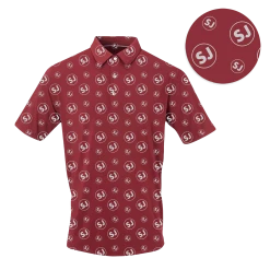 SwingJuice Short Sleeve Men's Performance Polo Golf Circle SJ -Pro Golf Store swingjuice sj performance polo merlot close up