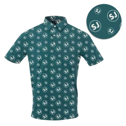SwingJuice Short Sleeve Men's Performance Polo Golf Circle SJ -Pro Golf Store swingjuice sj performance polo pine close up caded3f6 5863 4a8e 9294 5cb9fede46c1